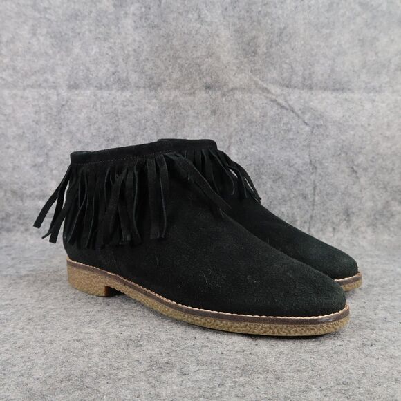 Steve Madden Shoes Womens 7 Booties Fringe Casual Fashion Leather Ankle Boot Zip - Picture 1 of 13